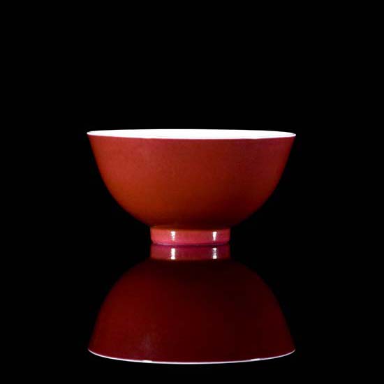 A RUBY ENAMELLED BOWL