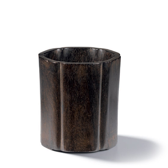 A ZITAN FOLIATED BRUSHPOT