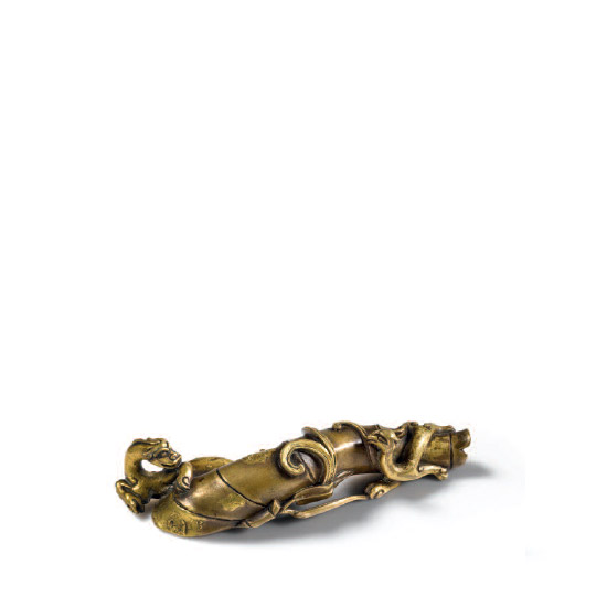 AN IMPERIAL GILT-SPLASHED BAMBOO BRUSHREST