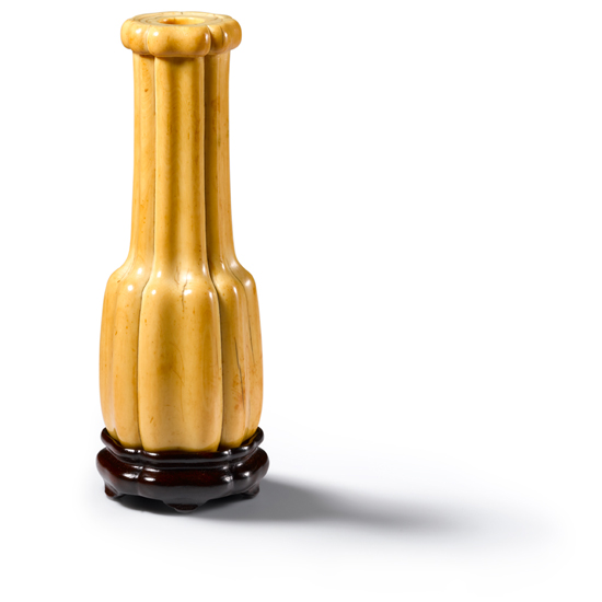 AN IVORY INCENSE TOOL VASE