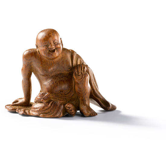 A CARVED BAMBOO LIUHAI AND TOAD