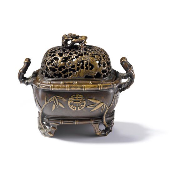 A PARCEL-GILT BRONZE CENSER