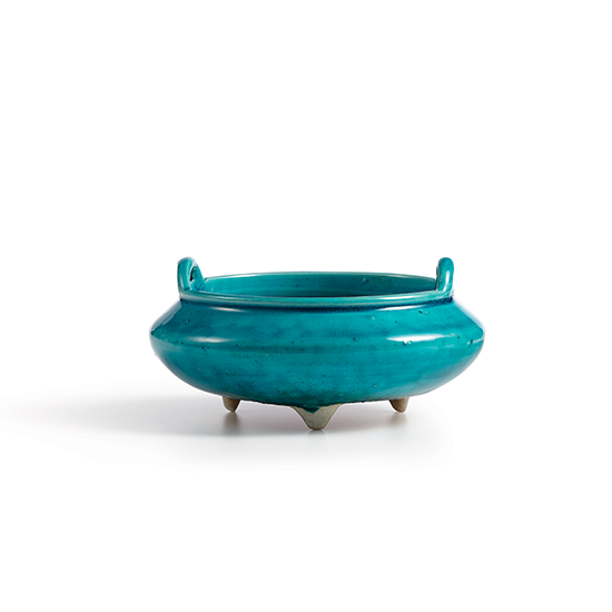 A TURQUOISE-GLAZED TRIPOD CENSER