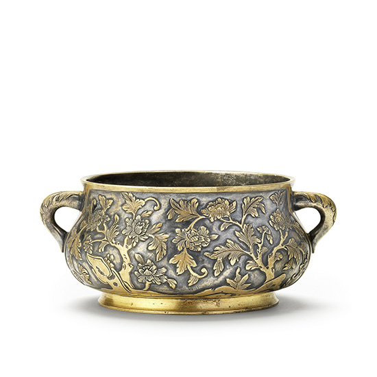 A PARCEL-GILT BRONZE CENSER