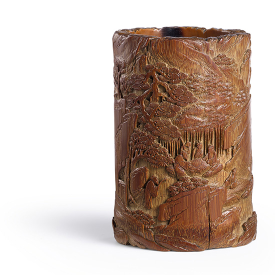 A CARVED BAMBOO BRUSHPOT