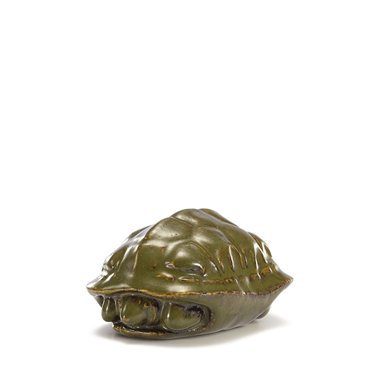 A TEADUST-GLAZED TORTOISE PAPERWEIGHT