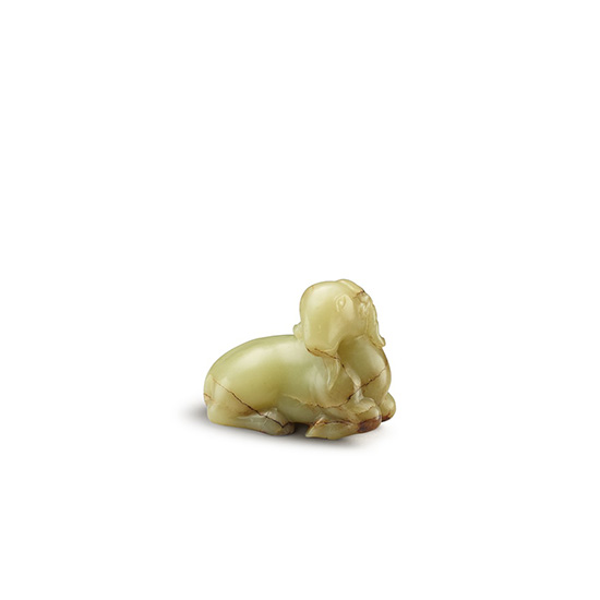 A Yellow Jade Carving of a Ram