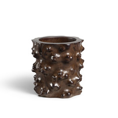 A CARVED ZITAN ‘TREE TRUNK’ BRUSHPOT