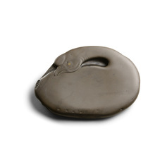 A DUAN DOUBLE-SIDED ‘GOOSE’ INKSTONE WITH ZITAN BOX AND COVER