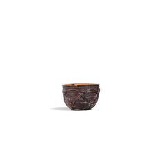 A SMALL CARVED COCONUT SHELL WINE 
                        CUP 