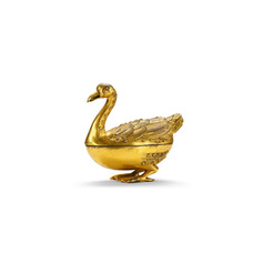 A GILT-BRONZE ‘DUCK’ CENSER AND COVER